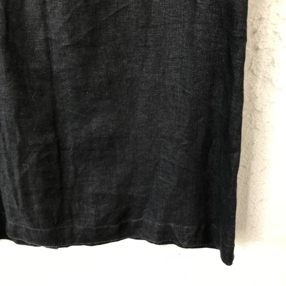 Garnet Hill Dress Womens 6 Black Linen Sleeveless Button Front Shirt Resort Airy - Picture 12 of 13